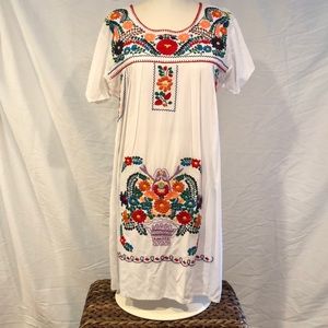 EUC White boutique embroidered dress, size L